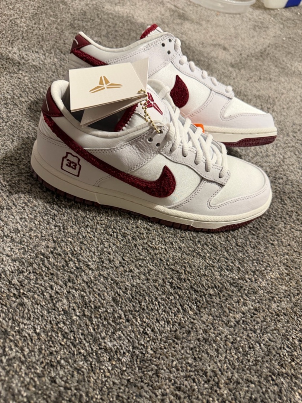Limited edition Kobe Nike White and Burgundy Dunks